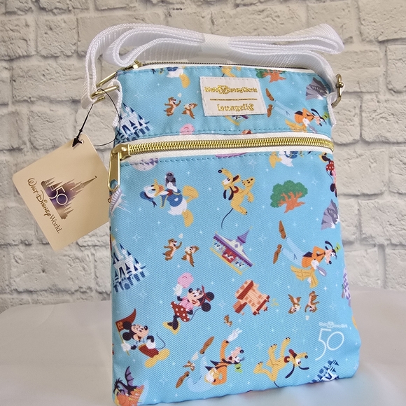 Loungefly Disney World 50th Anniversary Mickey Minnie Mouse Crossbody Bag New - Picture 9 of 16